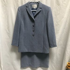 HOLD Le Suit Blue-Gray Pinstripe Skirt Suit